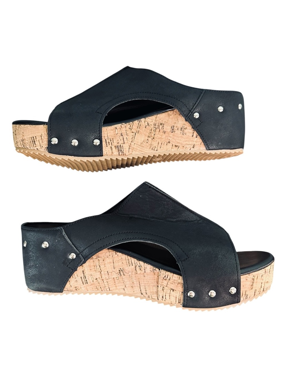 Black Cork Wedge Sandals - Women - Picture 5 of 7